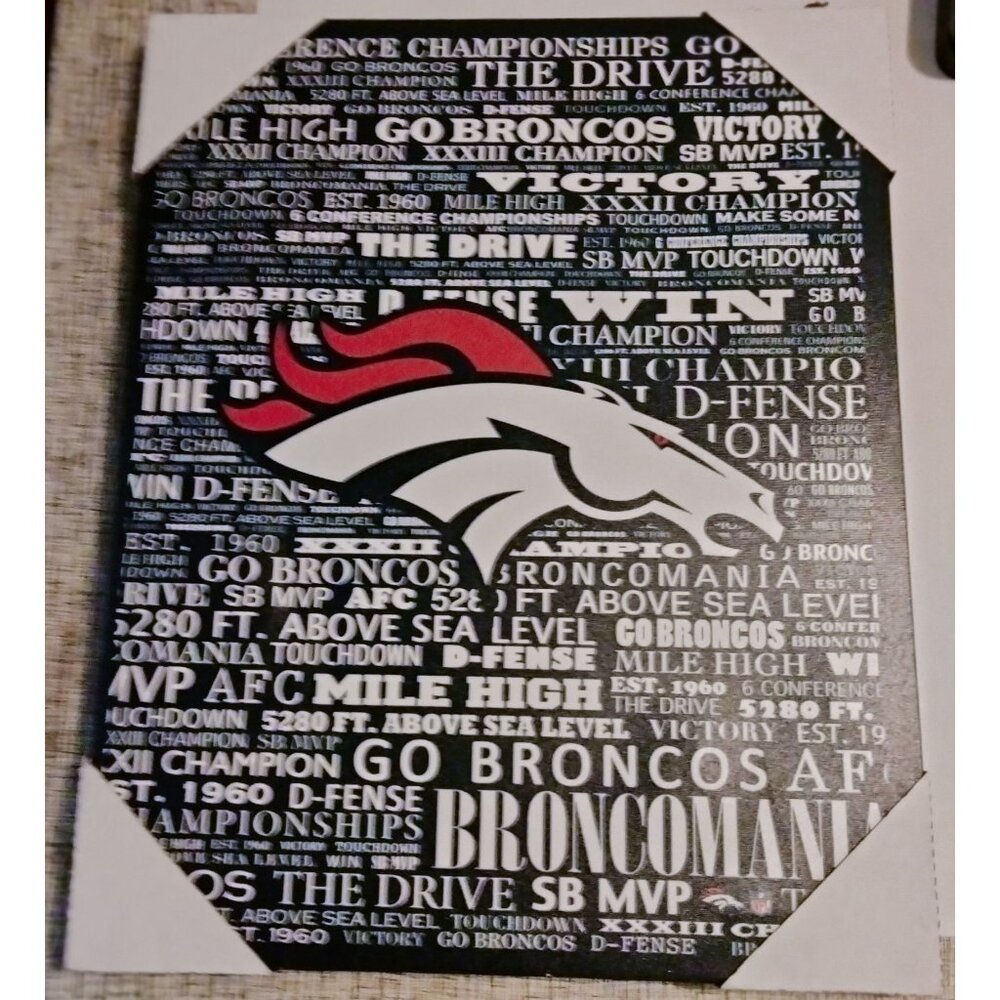 Artissimo Denver Broncos Typography NFL Wall Art Canvas Football Wall Art